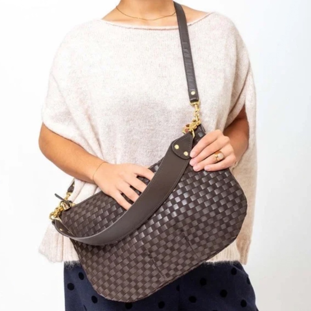 Clare V Moyen Messenger Bag Brown Woven